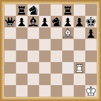 1rn2r2/qpbpnppk/5B1p/8/8/6R1/8/7K w KQkq - 0 1