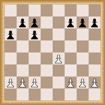 8/1pp2ppp/p1p5/8/4P3/8/PPP2PPP/8 w KQkq - 0 1