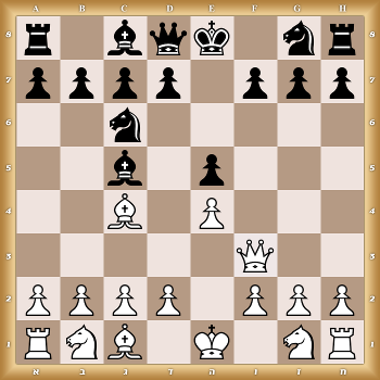 r1bqk1nr/pppp1ppp/2n5/2b1p3/2B1P3/5Q2/PPPP1PPP/RNB1K1NR w KQkq - 0 1