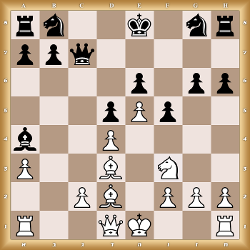rn2k1nr/ppq5/4p1pp/3pPp2/b2P4/P2B1N2/2PB1PPP/R2QK2R w KQkq - 0 1