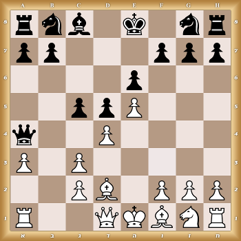 rnb1k1nr/pp3ppp/4p3/2ppP3/q2P4/P1P5/2PB1PPP/R2QKBNR w KQkq - 0 1