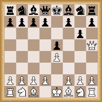 rnbqkbnr/pppp1p1p/6p1/4p2Q/4P3/8/PPPP1PPP/RNB1KBNR w KQkq - 0 1