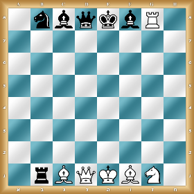 1nbqkbR1/8/8/8/8/8/8/1rBQKBN1 w - - 0 1