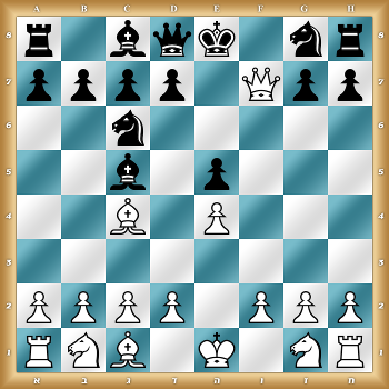 r1bqk1nr/pppp1Qpp/2n5/2b1p3/2B1P3/8/PPPP1PPP/RNB1K1NR w KQkq - 0 1
