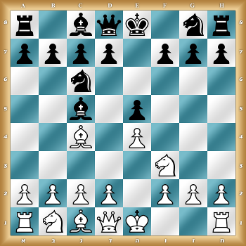 r1bqk1nr/pppp1ppp/2n5/2b1p3/2B1P3/5N2/PPPP1PPP/RNBQK2R w KQkq - 0 1
