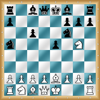 r1bqkb1r/p4ppp/2p2n2/n3p1N1/8/8/PPPPBPPP/RNBQK2R w KQkq - 0 1