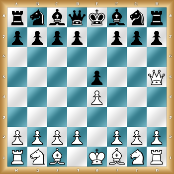 rnbqkbnr/pppp1ppp/8/4p2Q/4P3/8/PPPP1PPP/RNB1KBNR w KQkq - 0 1