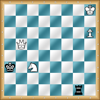 1r6/8/5N1k/8/6Q1/P7/8/K7 b